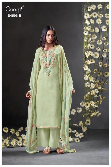 Ganga evara 4593 double ikkat dress material wholesale cost in chennai